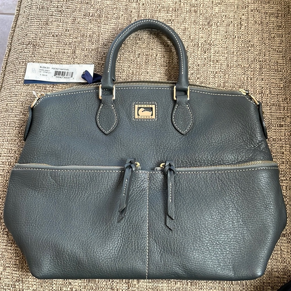 Dooney and Bourke Dark Grey Pocket Satchel NWT
